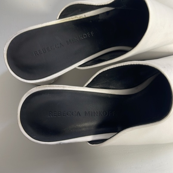 Rebecca Minkoff Aceline Leather Cylinder Heel Mule Sandals in White Size 7 - Picture 6 of 8